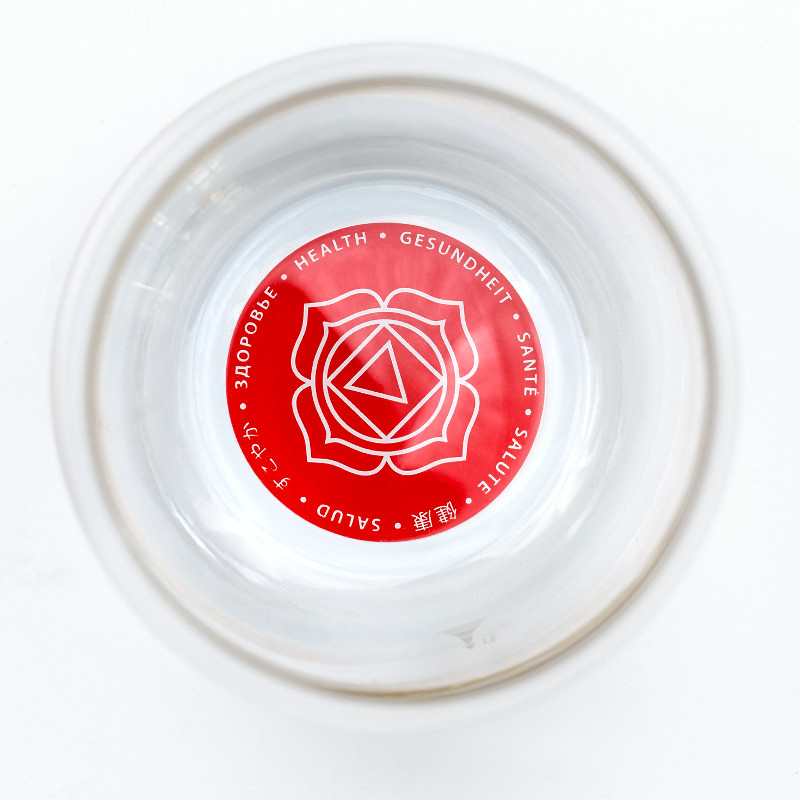 Čakrová sklenice s afirmací Mythos Zdraví